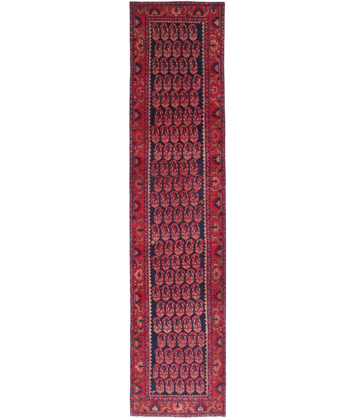 Persian Hamadan Runner Rug 3' 7" x 17' 4" Hand-Knotted | No. AT25859