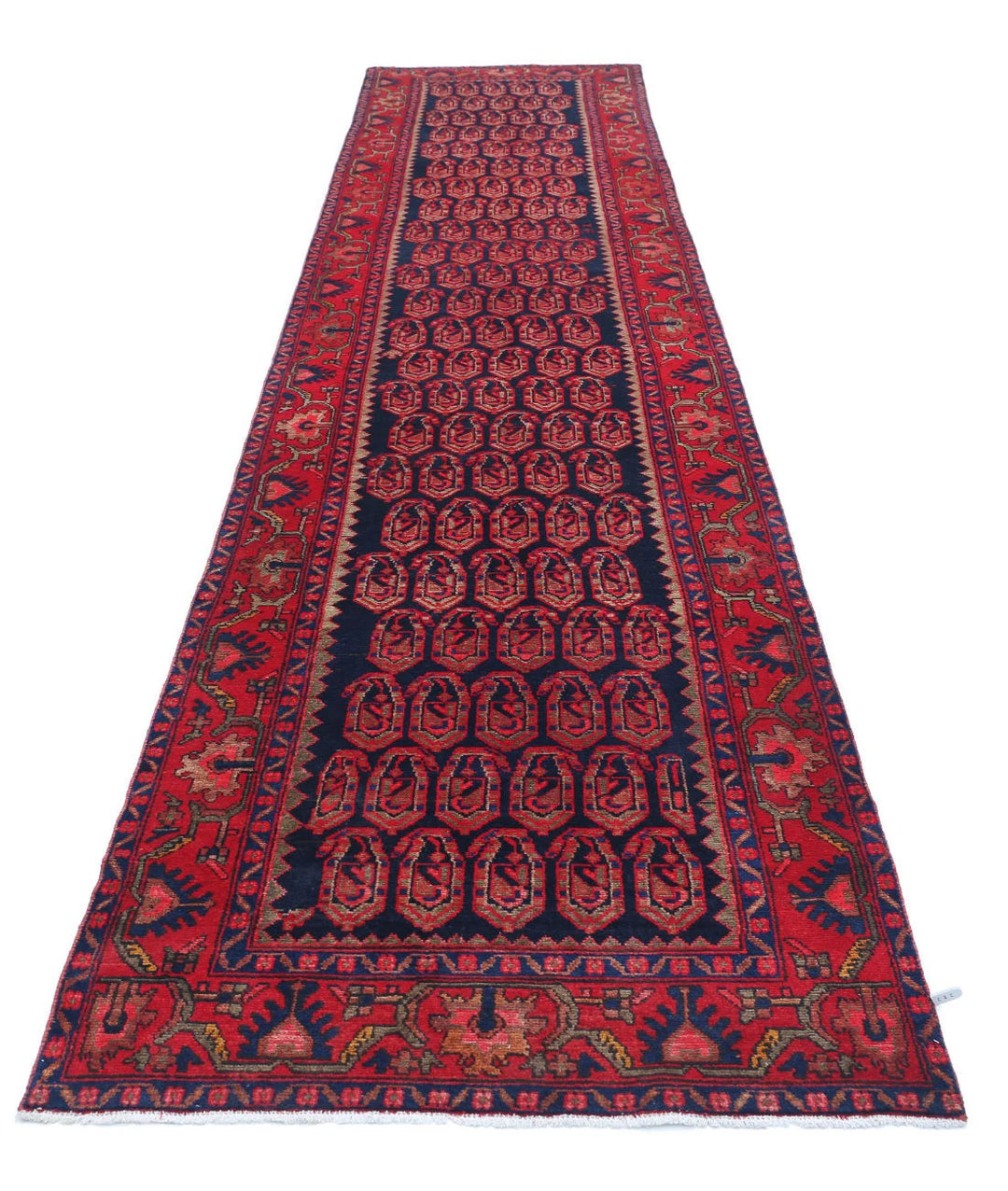 Persian Hamadan Runner Rug 3' 7" x 17' 4" Hand-Knotted | No. AT25859