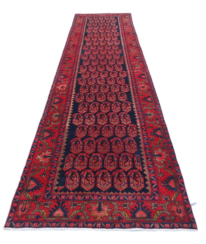 Persian Hamadan Runner Rug 3' 7" x 17' 4" Hand-Knotted | No. AT25859