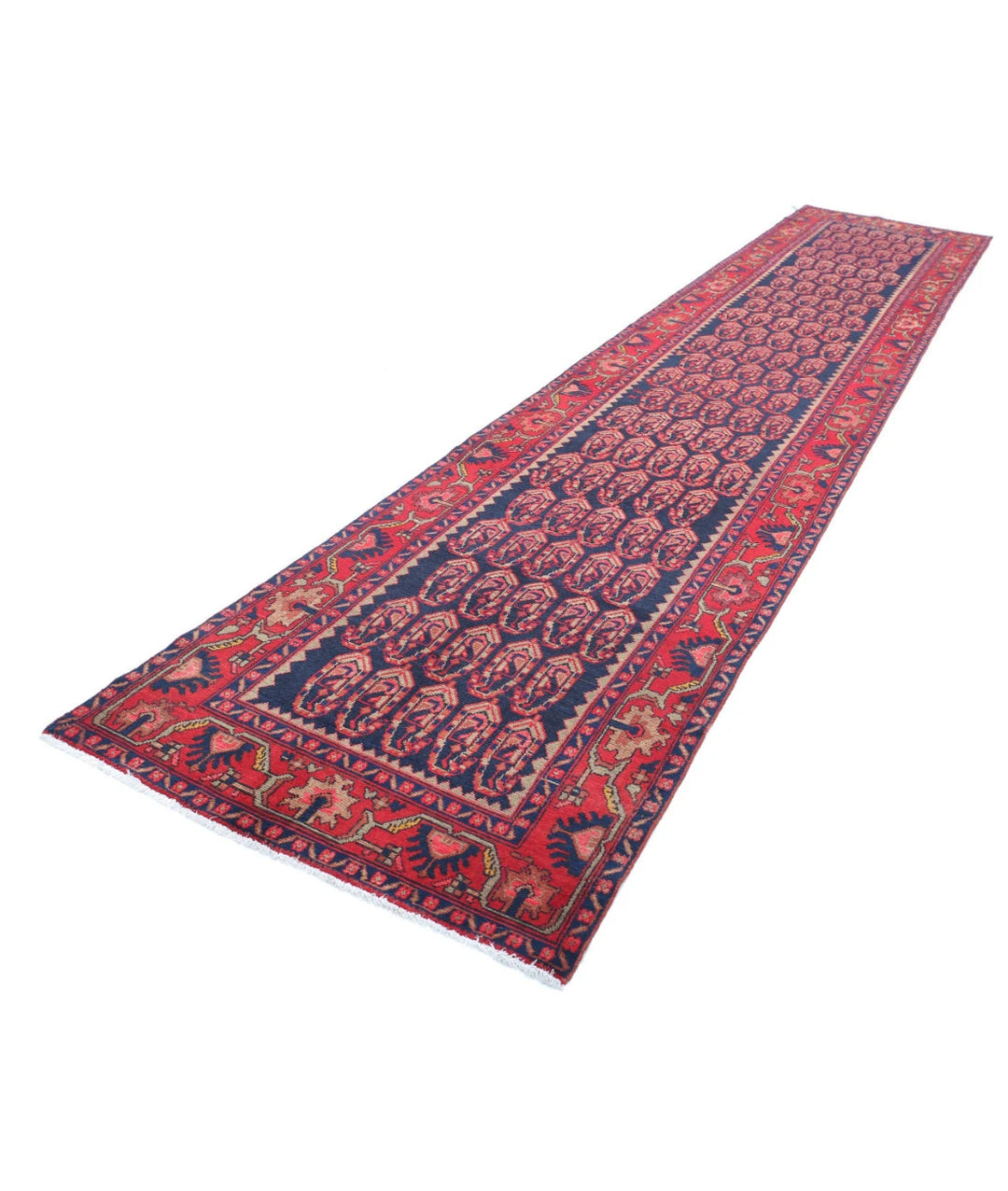 Persian Hamadan Runner Rug 3' 7" x 17' 4" Hand-Knotted | No. AT25859
