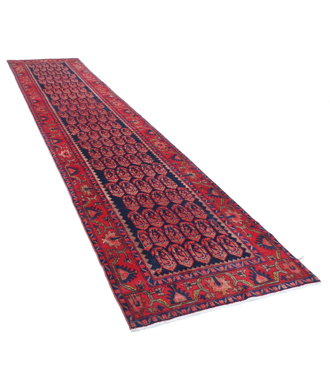 Persian Hamadan Runner Rug 3' 7" x 17' 4" Hand-Knotted | No. AT25859