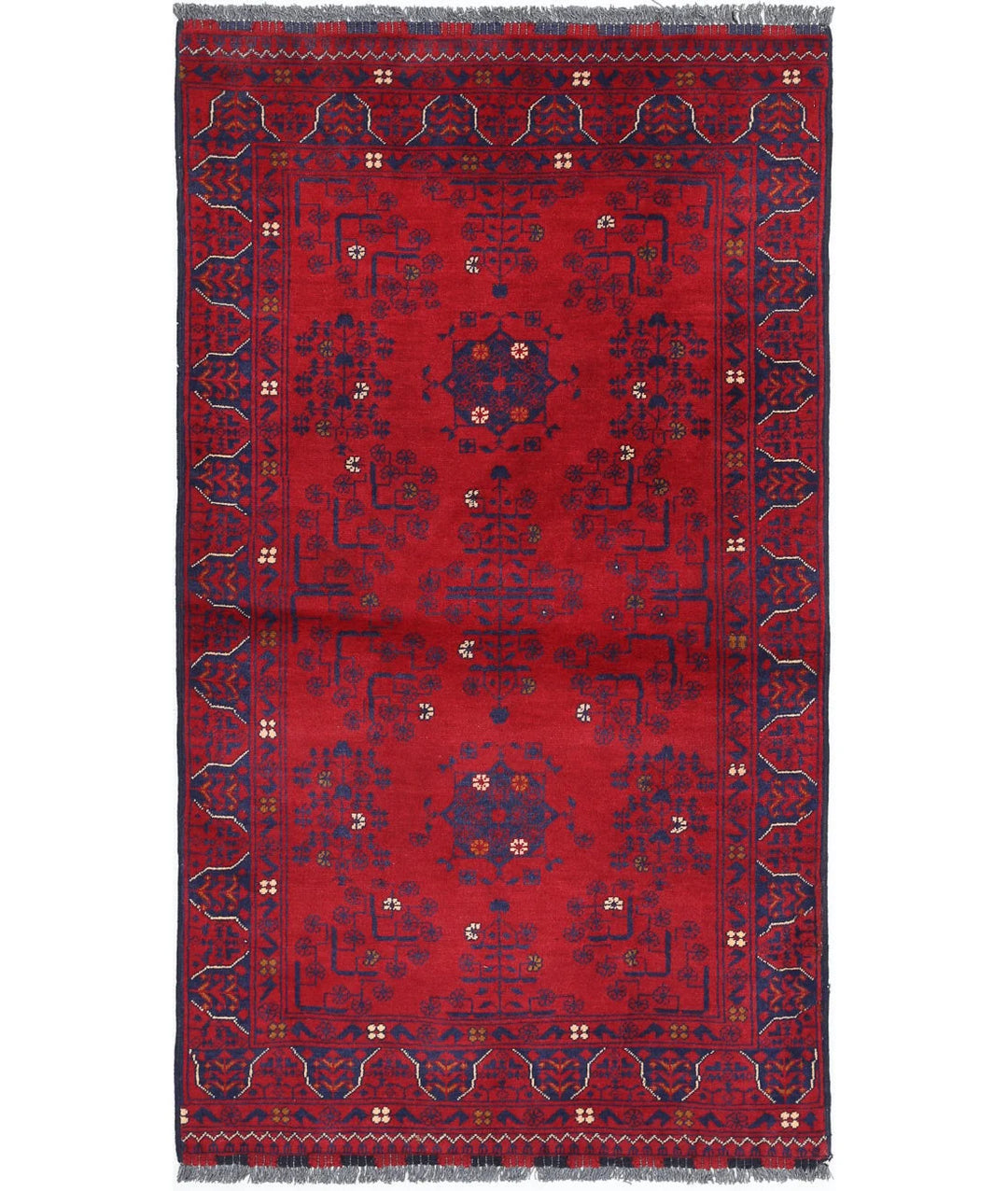 Red Afghan Khamyab Rug 2' 8" x 4' 10" Hand-Knotted | No. AT25982