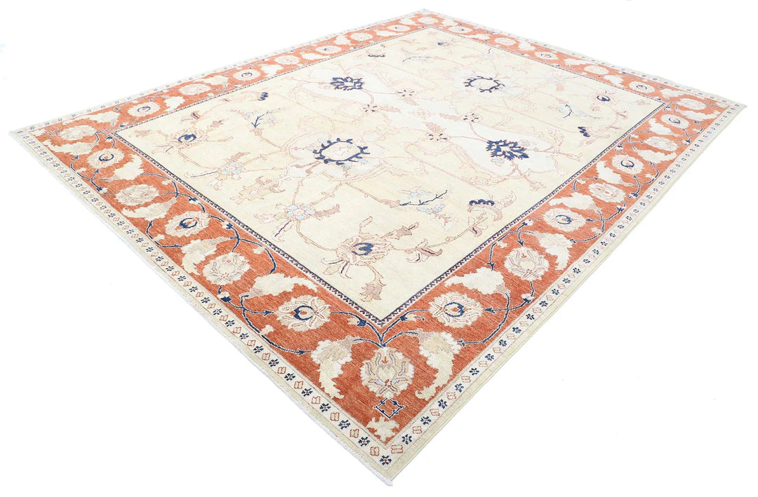 Gold Afghan Ziegler Rug 9' 1" x 11' 5" Hand-Knotted | No. AT25992
