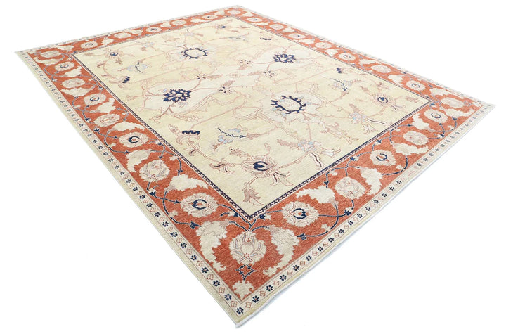 Gold Afghan Ziegler Rug 9' 1" x 11' 5" Hand-Knotted | No. AT25992