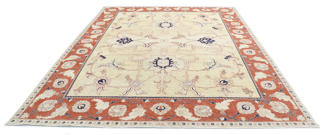 Gold Afghan Ziegler Rug 9' 1" x 11' 5" Hand-Knotted | No. AT25992