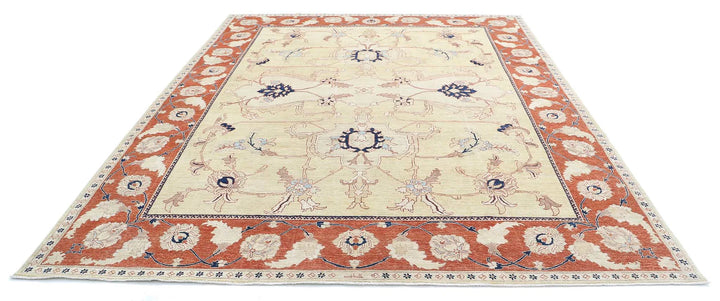 Gold Afghan Ziegler Rug 9' 1" x 11' 5" Hand-Knotted | No. AT25992