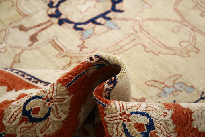 Gold Afghan Ziegler Rug 9' 1" x 11' 5" Hand-Knotted | No. AT25992