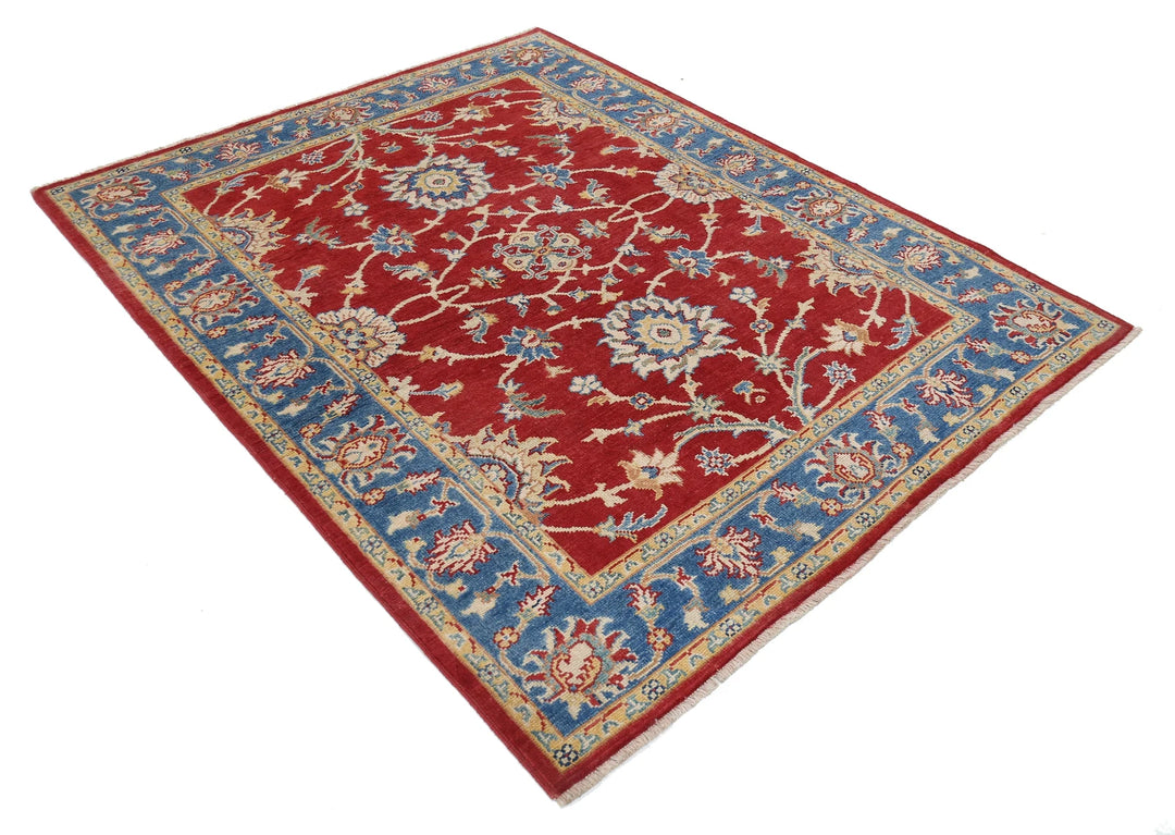 Afghan Ziegler Rug 5' 1" x 6' 6" Hand-Knotted | No. AT26147