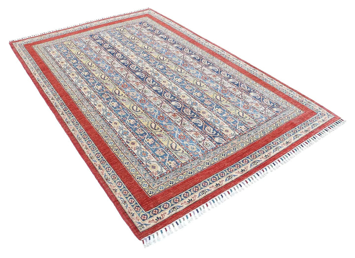 Red Afghan Oriental Rug 5' 4" x 8' 8" Hand-Knotted | No. AT26165