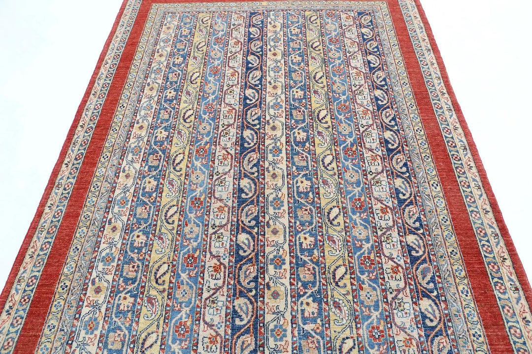 Red Afghan Oriental Rug 5' 4" x 8' 8" Hand-Knotted | No. AT26165