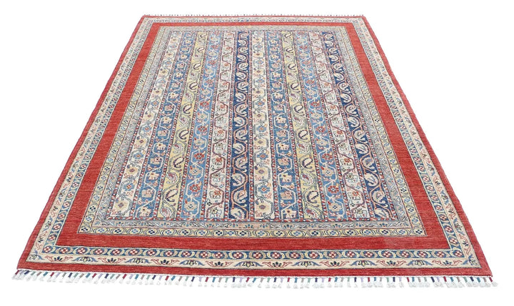 Red Afghan Oriental Rug 5' 4" x 8' 8" Hand-Knotted | No. AT26165