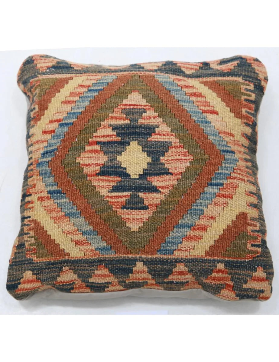Afghan Tribal Pillow 1' 5" x 1' 5" Hand-Woven | No. AT26185