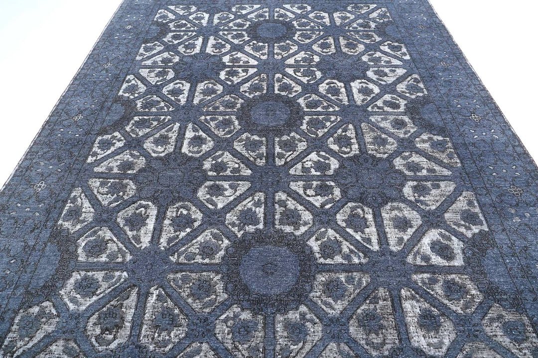 Grey Afghan Oriental Rug 8' 7" x 11' 11" Hand-Knotted | No. AT26449