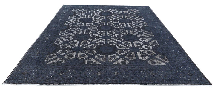 Grey Afghan Oriental Rug 8' 7" x 11' 11" Hand-Knotted | No. AT26449