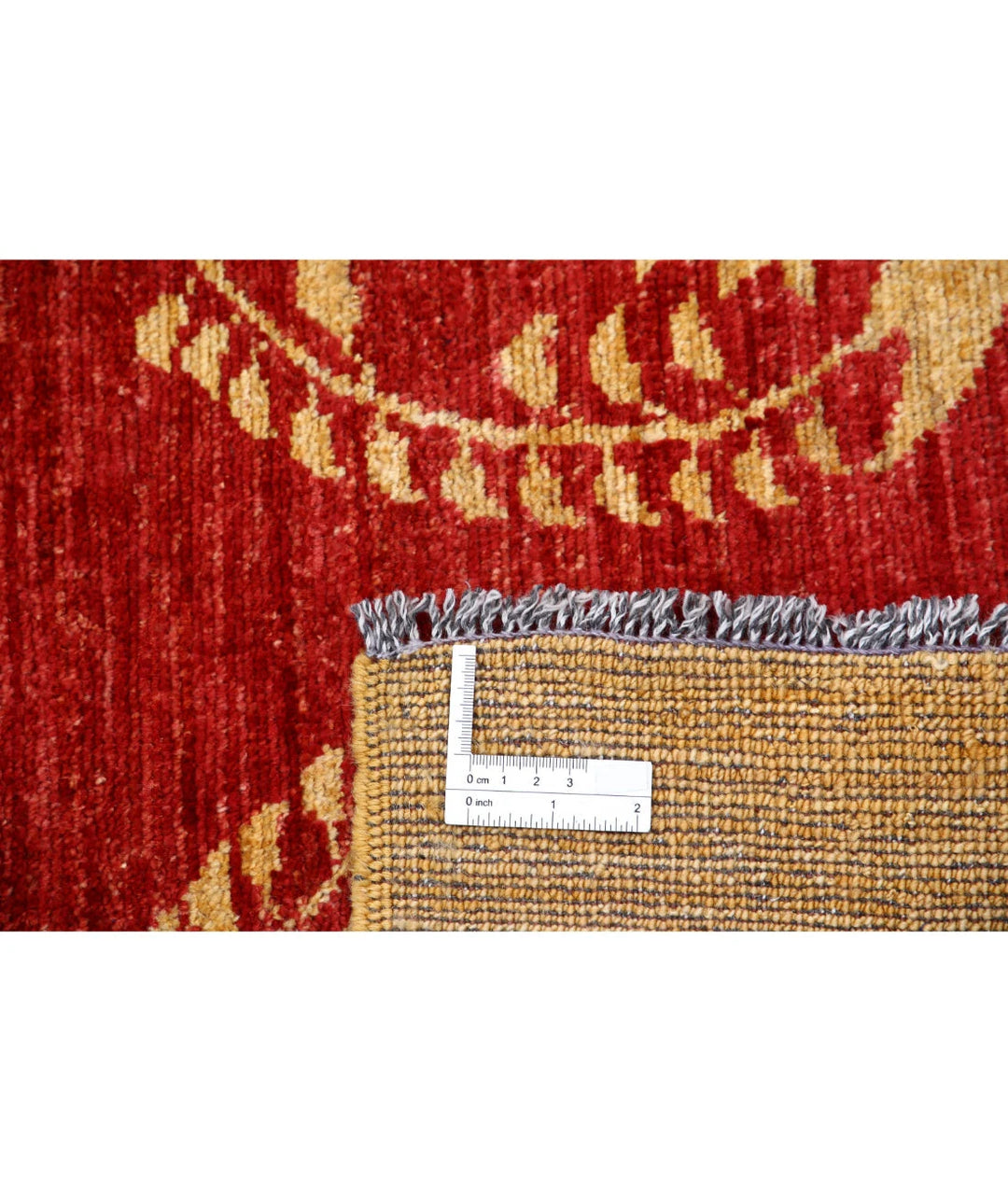 Beige Afghan Oriental Rug 6' 9" x 8' 1" Hand-Knotted | No. AT26517