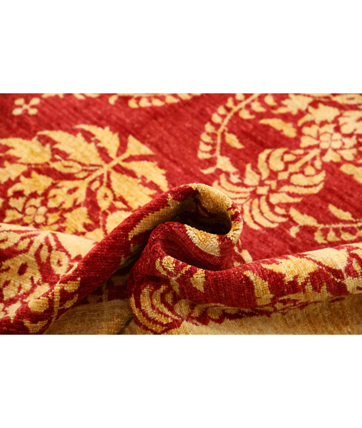 Beige Afghan Oriental Rug 6' 9" x 8' 1" Hand-Knotted | No. AT26517