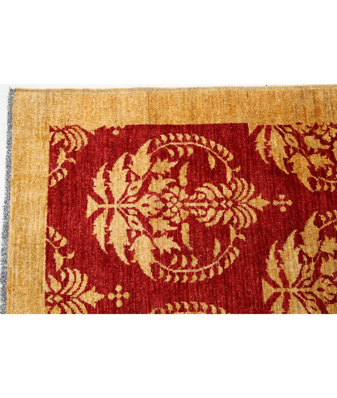 Beige Afghan Oriental Rug 6' 9" x 8' 1" Hand-Knotted | No. AT26517