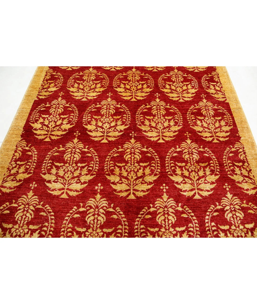 Beige Afghan Oriental Rug 6' 9" x 8' 1" Hand-Knotted | No. AT26517