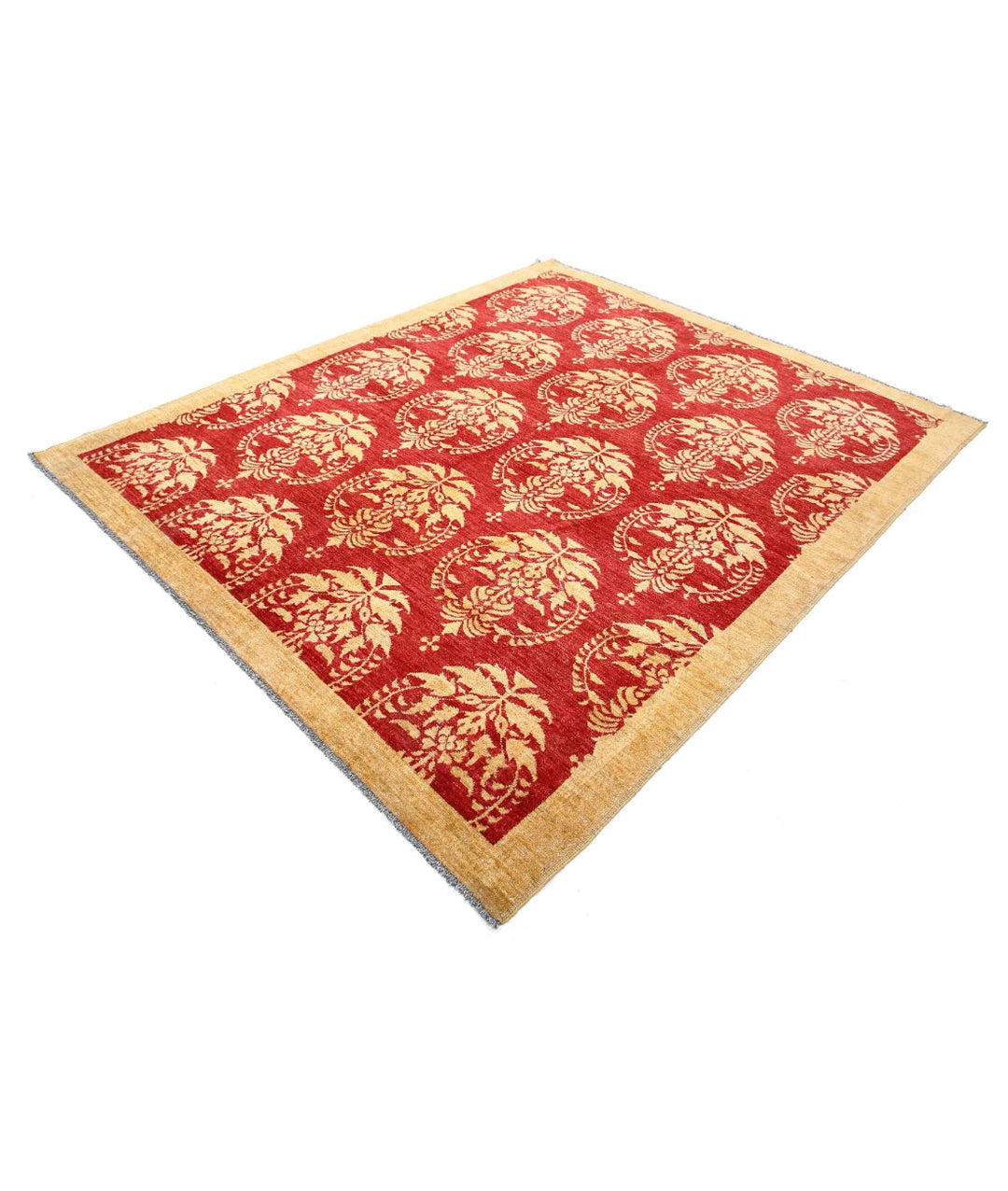 Beige Afghan Oriental Rug 6' 9" x 8' 1" Hand-Knotted | No. AT26517