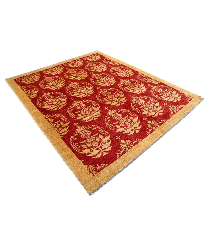 Beige Afghan Oriental Rug 6' 9" x 8' 1" Hand-Knotted | No. AT26517