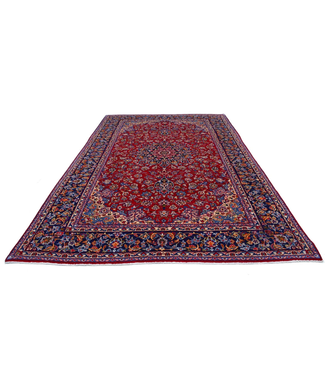Red Afghan Kashan Rug 8' 0" x 12' 0" Hand-Knotted | No. AT26519