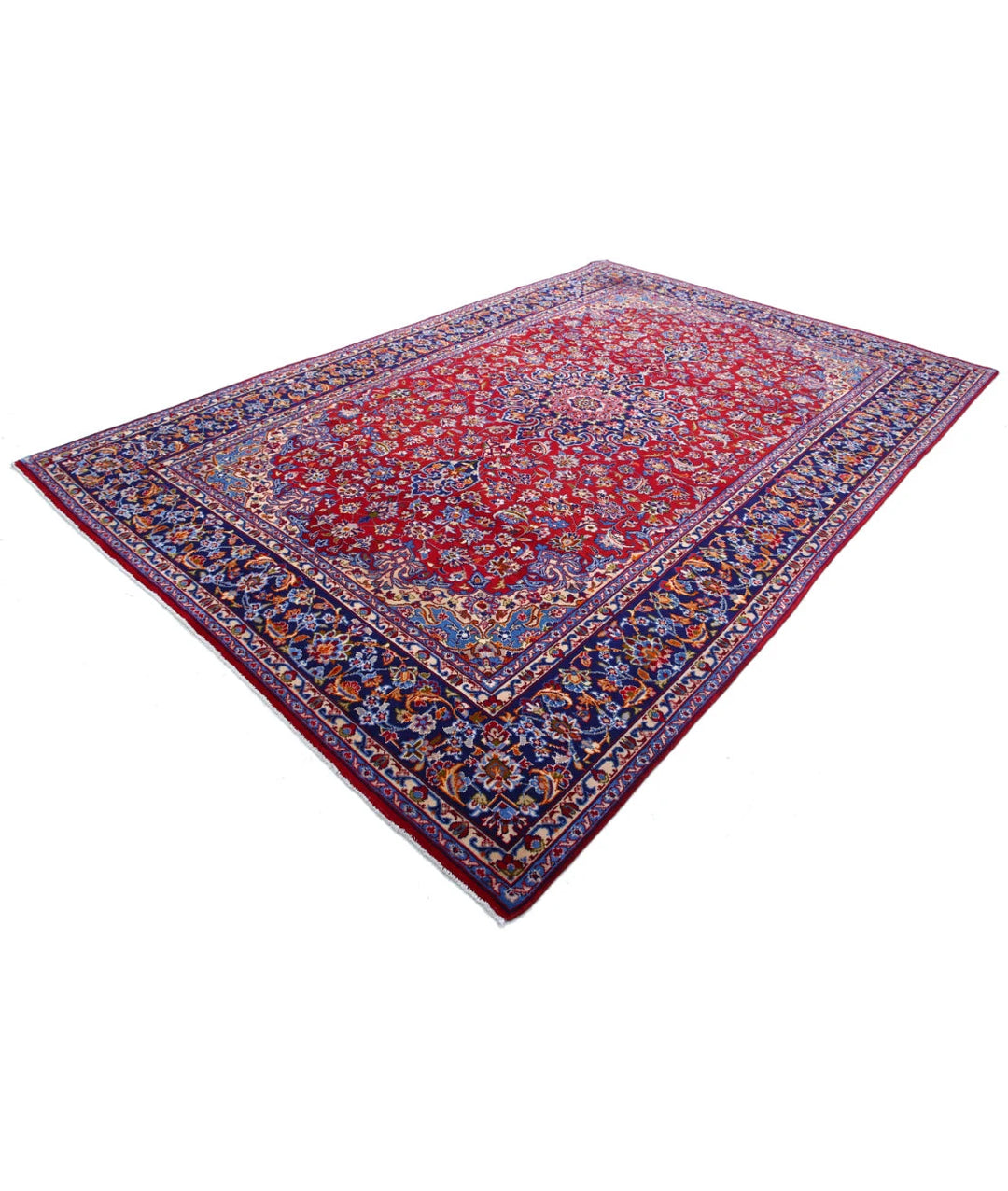 Red Afghan Kashan Rug 8' 0" x 12' 0" Hand-Knotted | No. AT26519