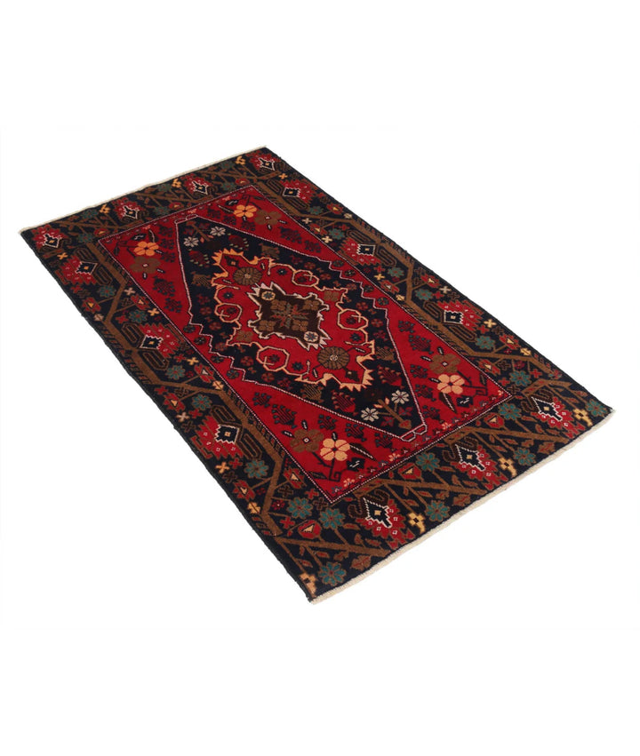 Red Afghan Tribal Rug 2' 10" x 4' 10" Hand-Knotted | No. AT26541
