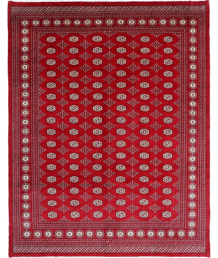 Red Pakistani Bokhara Rug 8' 2" x 10' 7" Hand-Knotted | No. AT26609