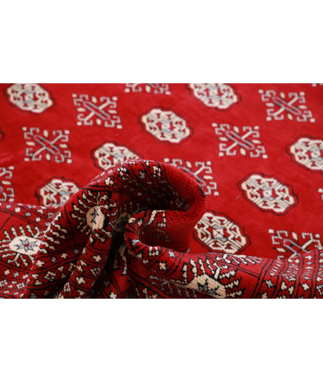 Red Pakistani Bokhara Rug 8' 2" x 10' 7" Hand-Knotted | No. AT26609