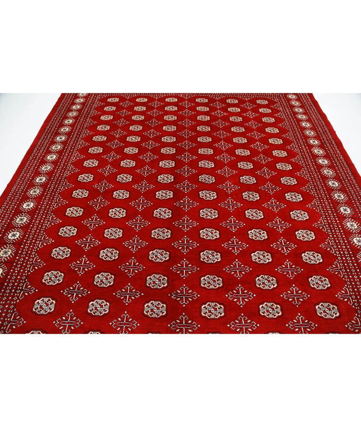 Red Pakistani Bokhara Rug 8' 2" x 10' 7" Hand-Knotted | No. AT26609