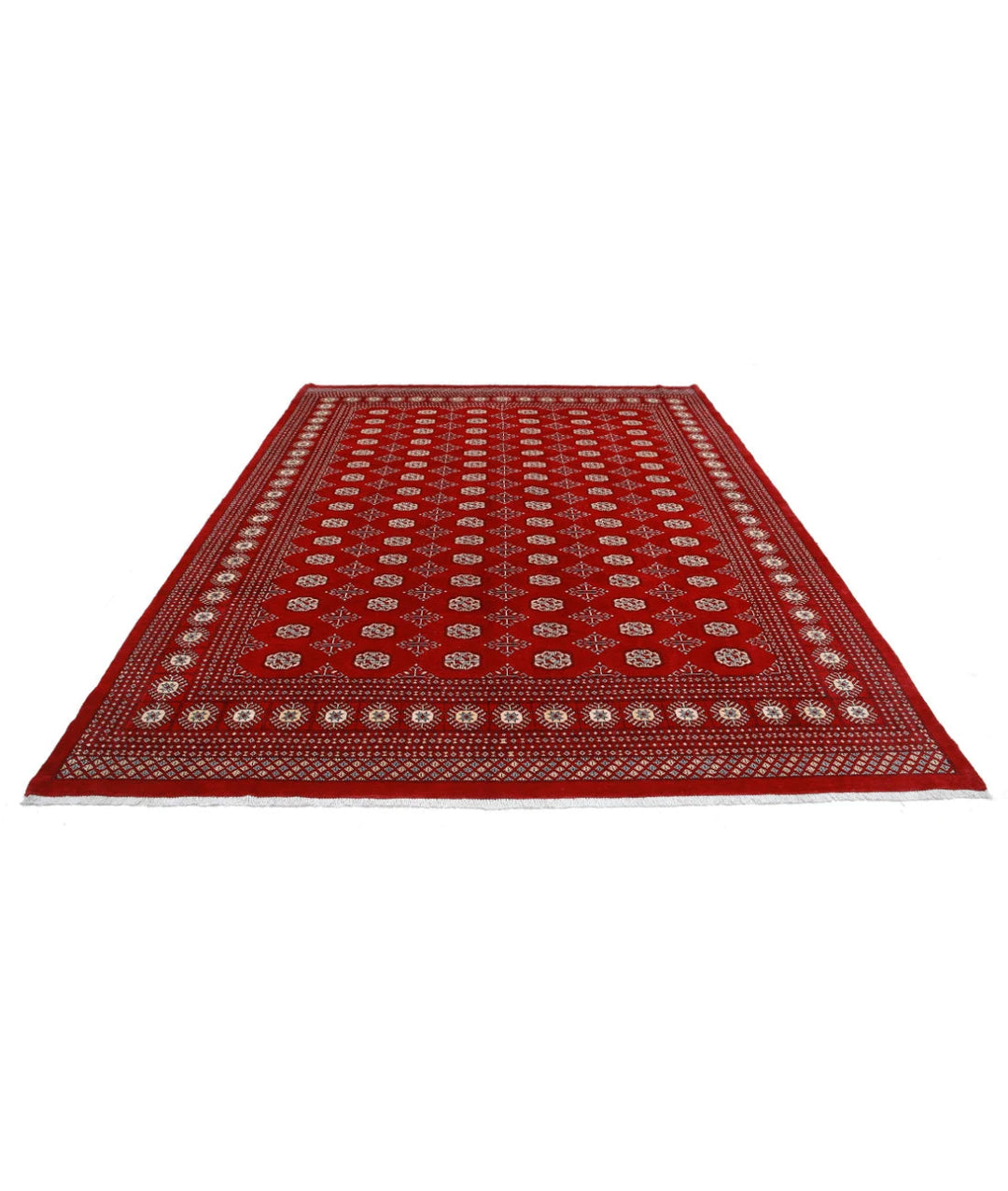 Red Pakistani Bokhara Rug 8' 2" x 10' 7" Hand-Knotted | No. AT26609