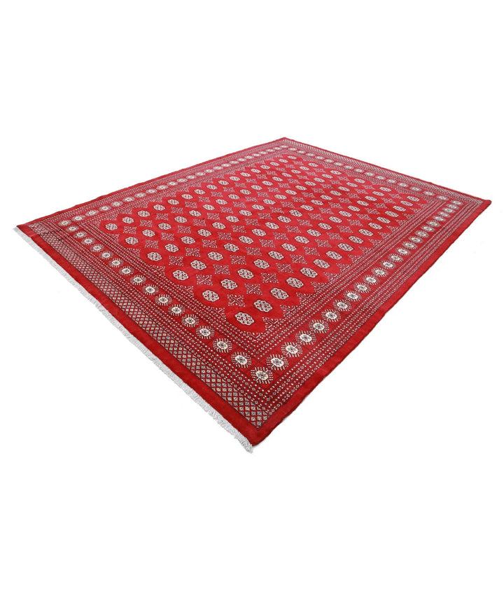 Red Pakistani Bokhara Rug 8' 2" x 10' 7" Hand-Knotted | No. AT26609