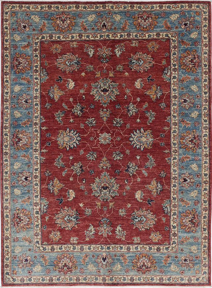 Afghan Ziegler Rug 4' 11" x 6' 5" Hand-Knotted | No. AT26681