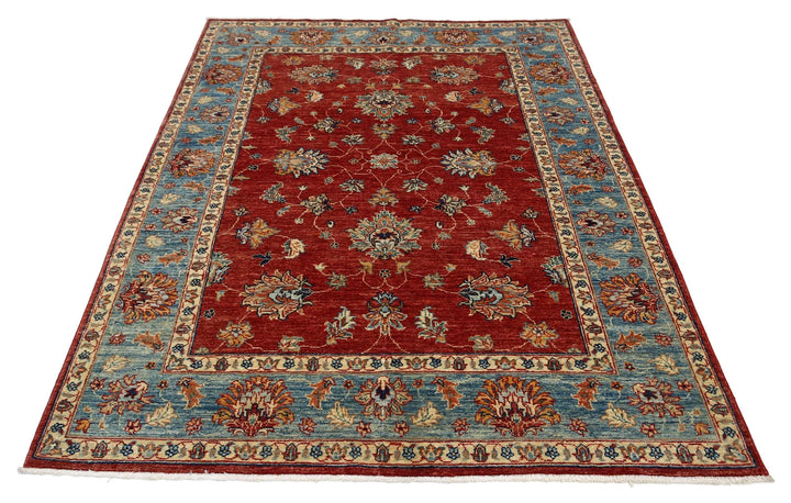 Afghan Ziegler Rug 4' 11" x 6' 5" Hand-Knotted | No. AT26681