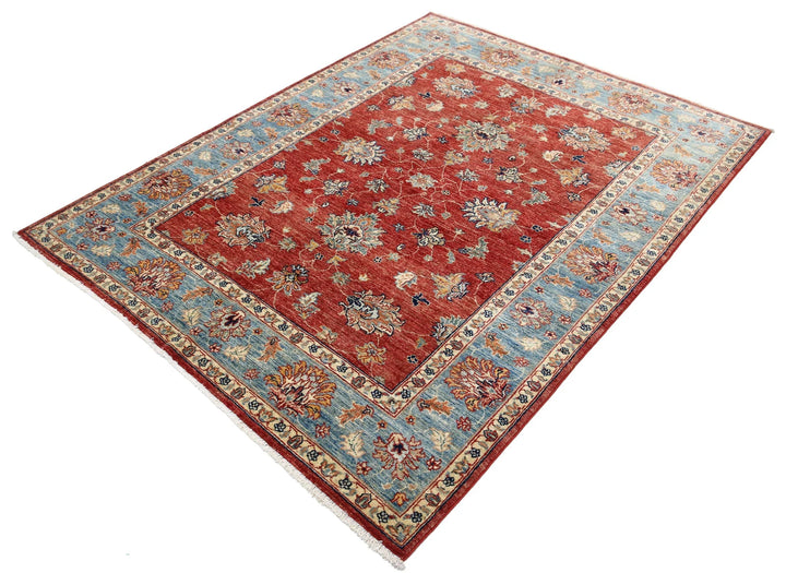 Afghan Ziegler Rug 4' 11" x 6' 5" Hand-Knotted | No. AT26681