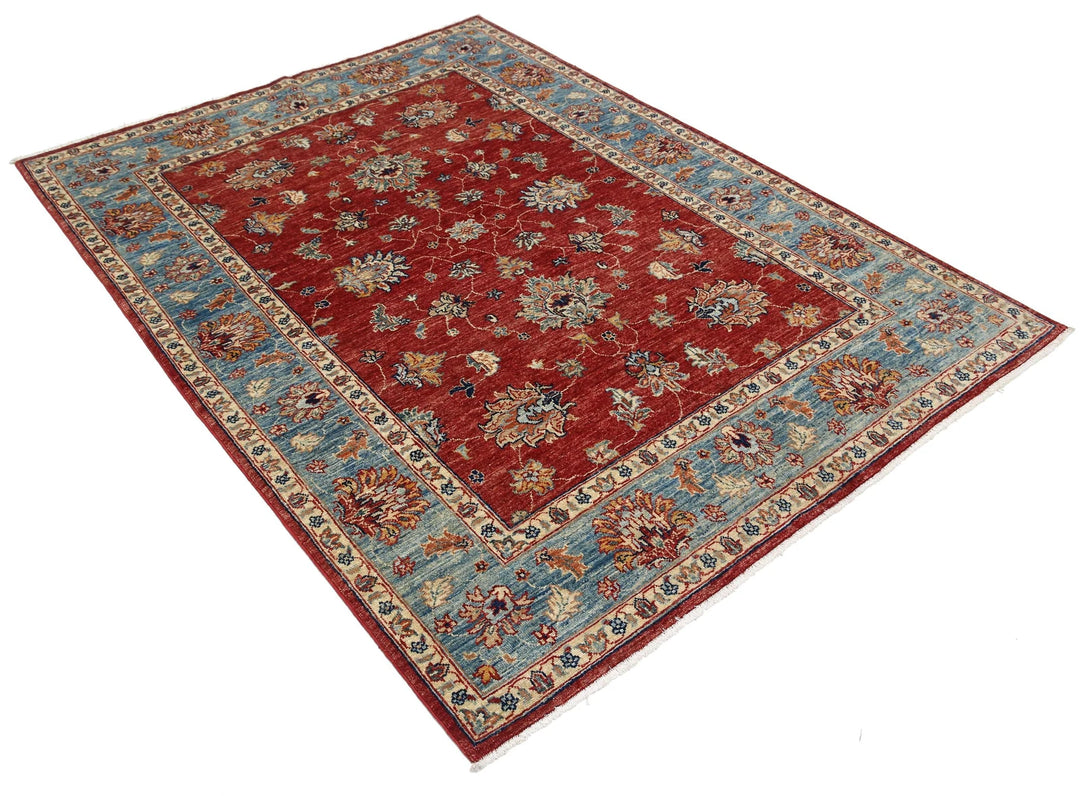 Afghan Ziegler Rug 4' 11" x 6' 5" Hand-Knotted | No. AT26681