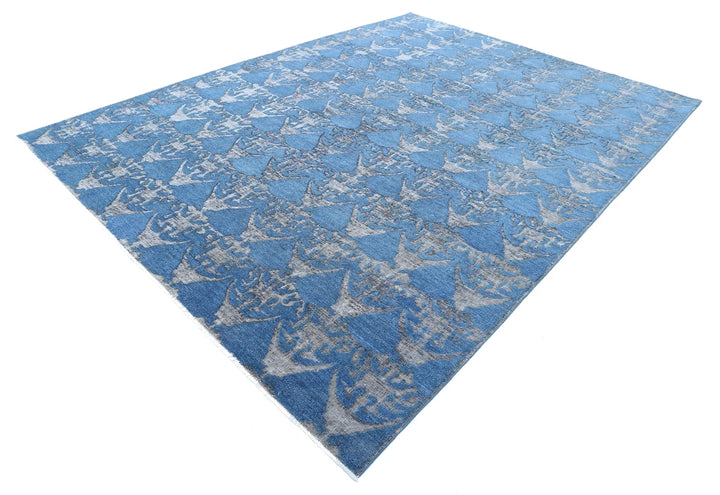 Blue Afghan Oriental Rug 8' 10" x 11' 9" Hand-Knotted | No. AT26697