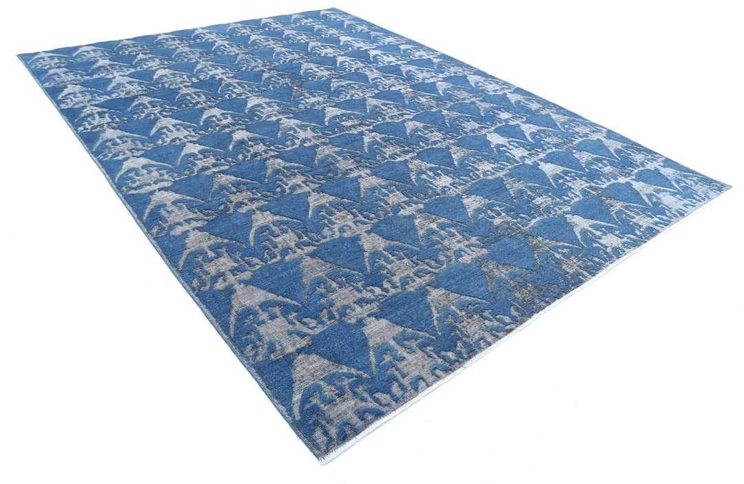 Blue Afghan Oriental Rug 8' 10" x 11' 9" Hand-Knotted | No. AT26697