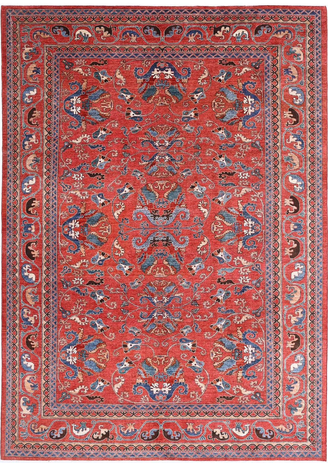 Afghan Nomadic Caucasian Humna Rug 10' 3" x 14' 0" Hand-Knotted | No. AT26854