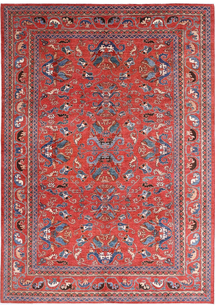 Afghan Nomadic Caucasian Humna Rug 10' 3" x 14' 0" Hand-Knotted | No. AT26854