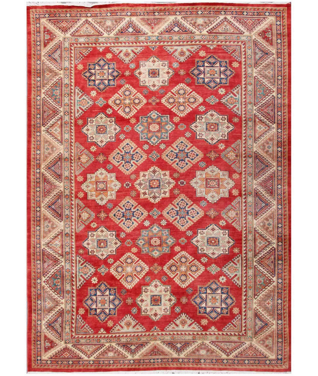 Afghan Kazak Rug 10' 2" x 14' 0" Hand-Knotted | No. AT26971