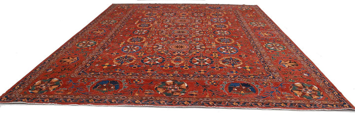 Red Afghan Humna Rug 13' 0" x 16' 1" Hand-Knotted | No. AT26989