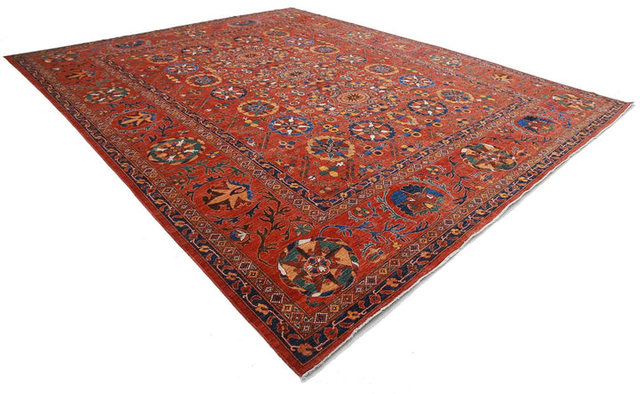 Red Afghan Humna Rug 13' 0" x 16' 1" Hand-Knotted | No. AT26989