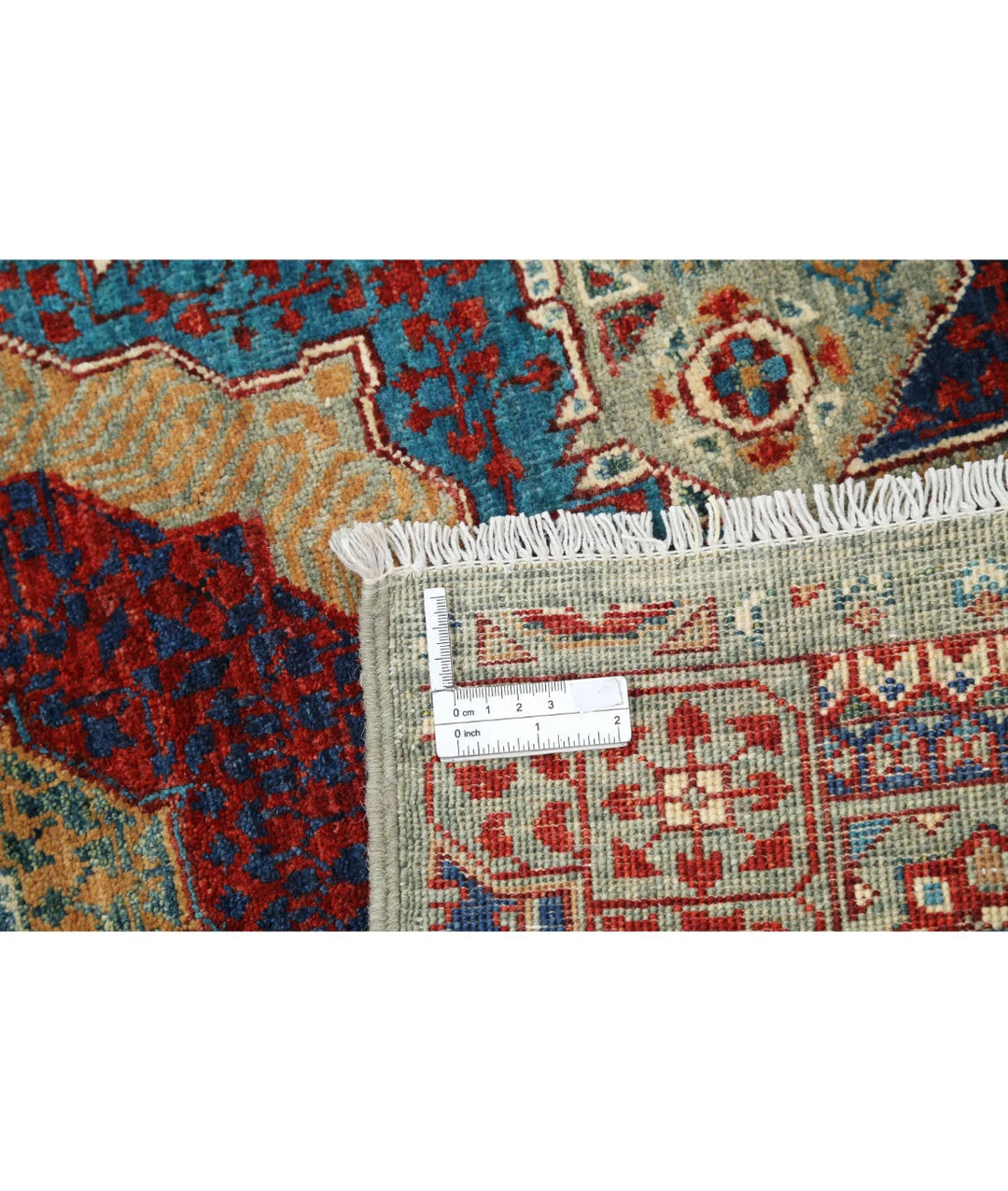 Green Afghan Mamluk Rug 2' 5" x 14' 6" Hand-Knotted | No. AT270006