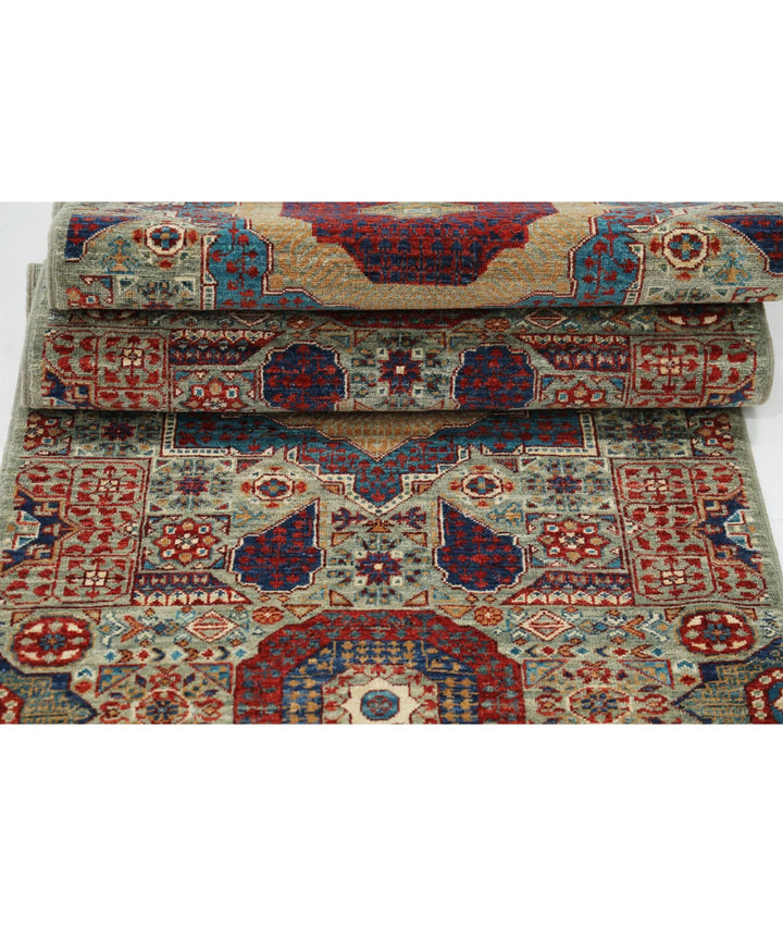 Green Afghan Mamluk Rug 2' 5" x 14' 6" Hand-Knotted | No. AT270006