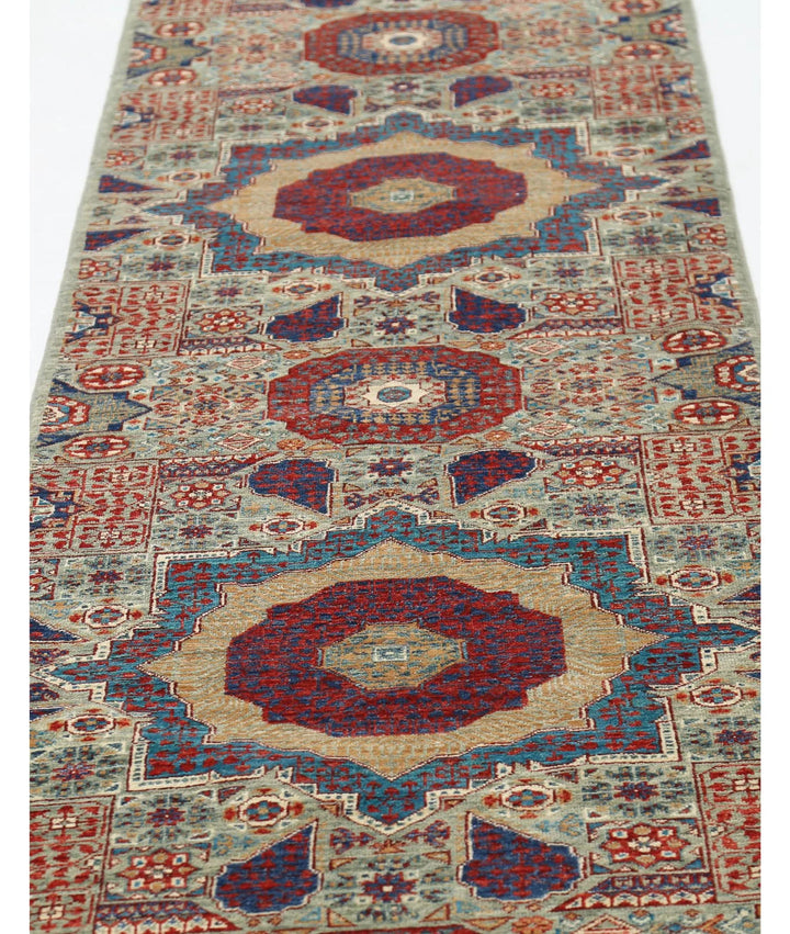Green Afghan Mamluk Rug 2' 5" x 14' 6" Hand-Knotted | No. AT270006