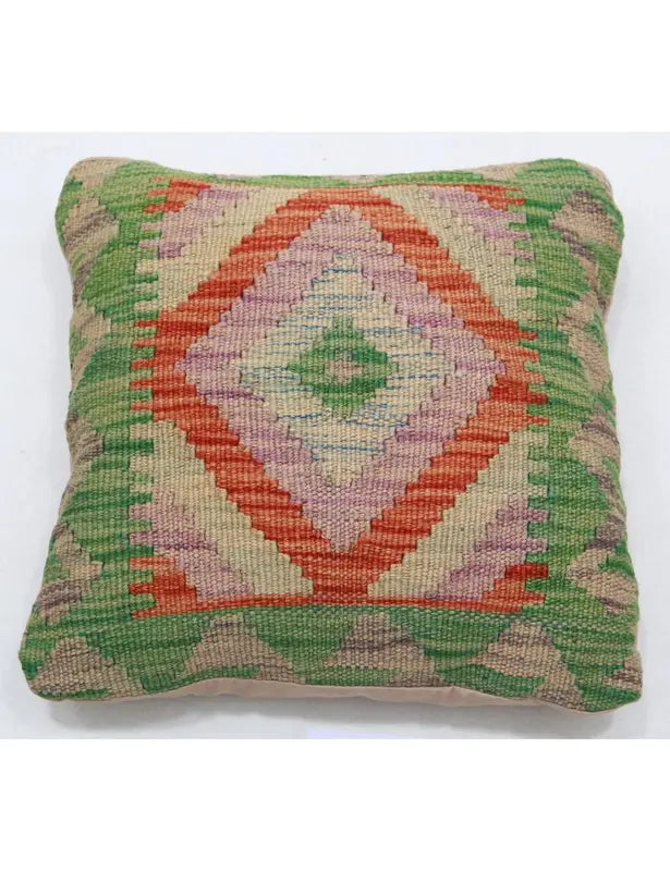 Afghan Tribal Pillow 1' 5" x 1' 5" Hand-Woven | No. AT27094