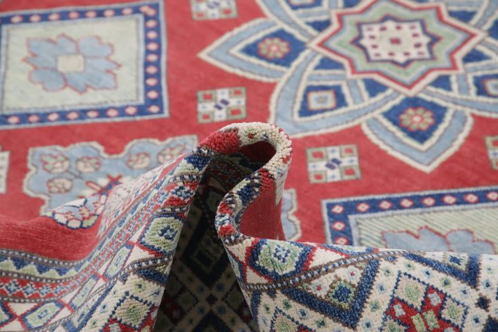 Afghan Kazak Rug 6' 8" x 9' 10" Hand-Knotted | No. AT27202