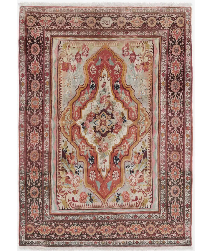 Persian French Design Rug 4' 5" x 6' 3" Hand-Knotted | No. AT27293