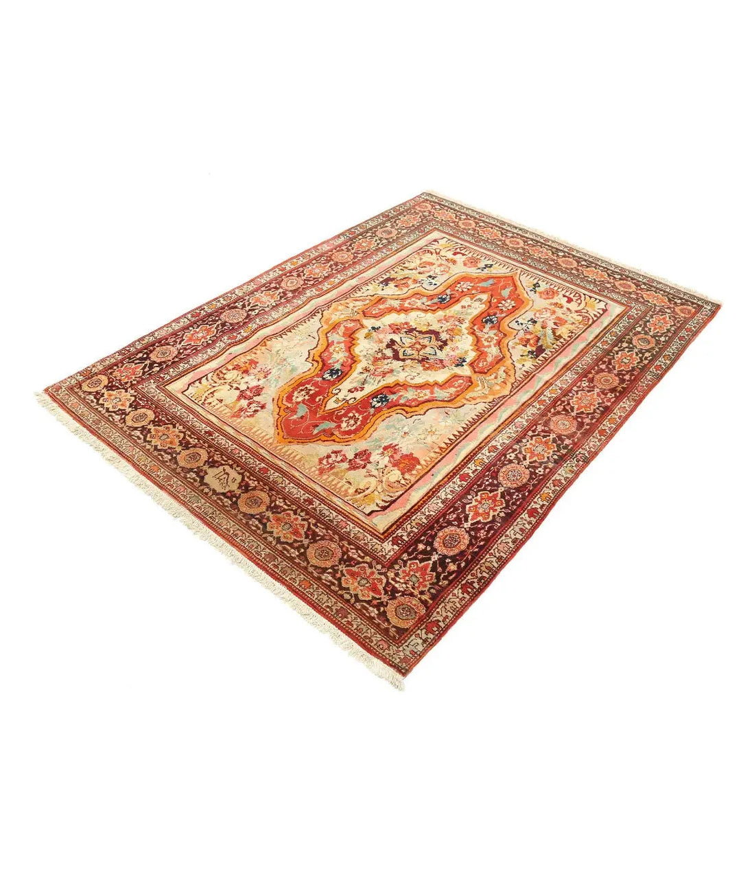Persian French Design Rug 4' 5" x 6' 3" Hand-Knotted | No. AT27293